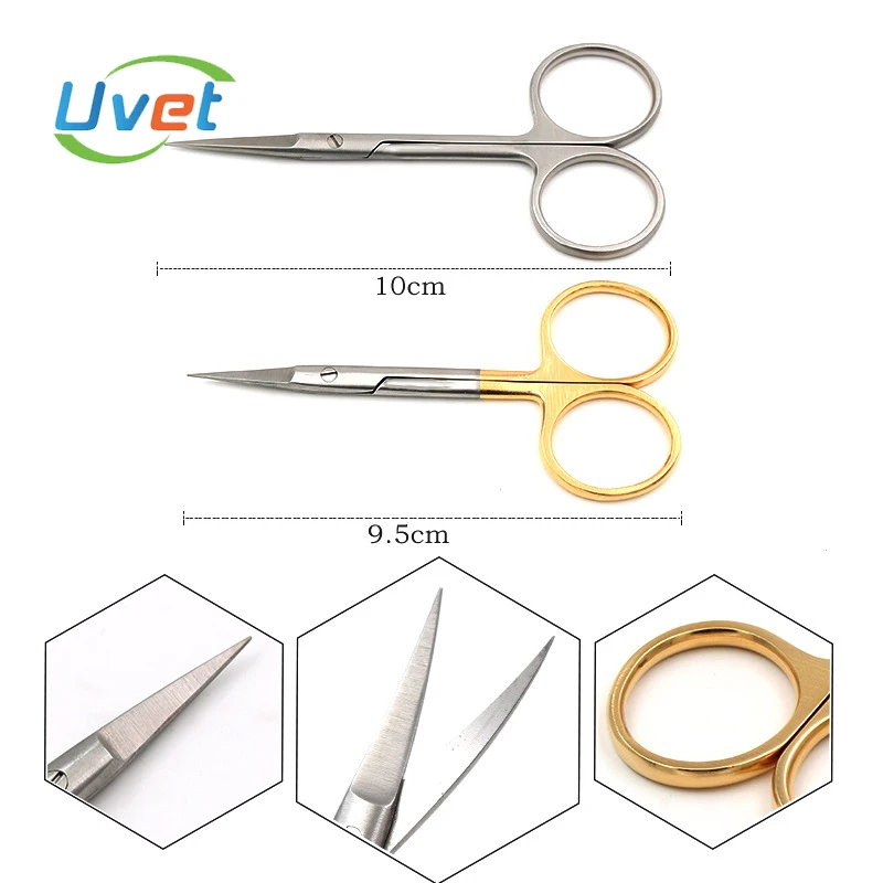 

Tijeras quirúrgicas Uvet de acero inoxidable 10cm afiladas y delicadas herramientas quirúrgicas oftálmicas tijeras de enfermera