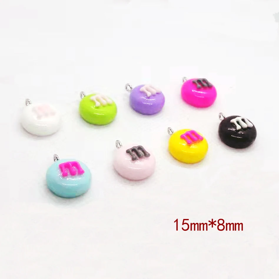 

8pcs 15mm*8mm Cute Flat Back Resin M Marble Chocolate Charms Pendants For DIY Fashion Decoration Phone Cases Accessories LL169