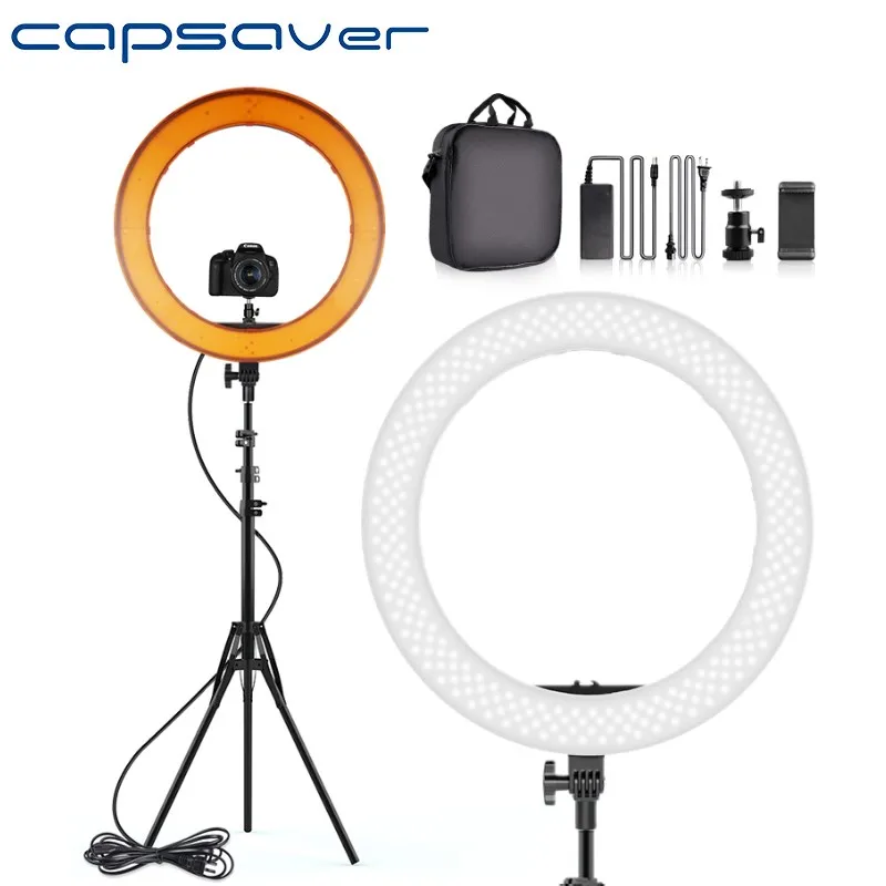 Светодиодный кольцевой светильник capsaver 18 дюймов лампа для фотостудии телефона видео со стойкой зеркало