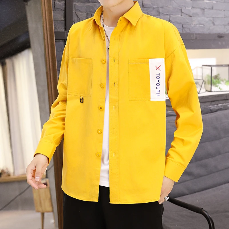 Fashion Color Men Shirt Double Pocket Pattern Mens Shirt Autumn White Yellow Green Men Long Sleeve Shirt
Fashion Color Men Shirt Double Pocket Pattern Mens Shirt Autumn White Yellow Green Men Long Sleeve Shirt