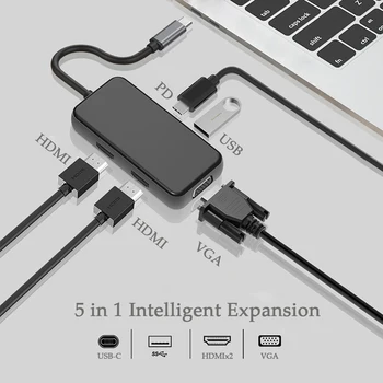 USB HUB 3.0 MST HDMI Adapter Type C VGA PD HDMI USB C 5 in 1 Adapter for Laptop Type C Hub Docking Station
USB HUB 3.0 MST HDMI Adapter Type C VGA PD HDMI USB C 5 in 1 Adapter for Laptop Type C Hub Docking Station