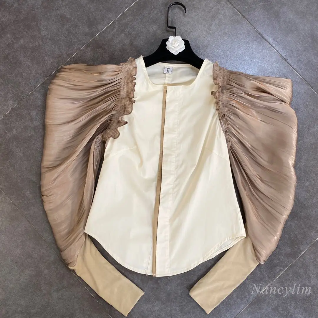 2020 Autumn and Winter Round Neck Stitching Satin Three-Dimensional Bubble Pleated Long Sleeve Retro Trendy Shirt for Women Slim
2020 Autumn and Winter Round Neck Stitching Satin Three-Dimensional Bubble Pleated Long Sleeve Retro Trendy Shirt for Women Slim