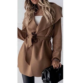 Laamei Autumn Women Mid-Long Jacket With Belt Open Stitch Thin Woolen Coat Korean Women's Outerwear England Style Cardigan
Laamei Autumn Women Mid-Long Jacket With Belt Open Stitch Thin Woolen Coat Korean Women's Outerwear England Style Cardigan