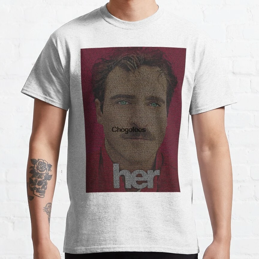 Мужская футболка с текстом портрет Теодора Twombly полным сценарием фильма ее
