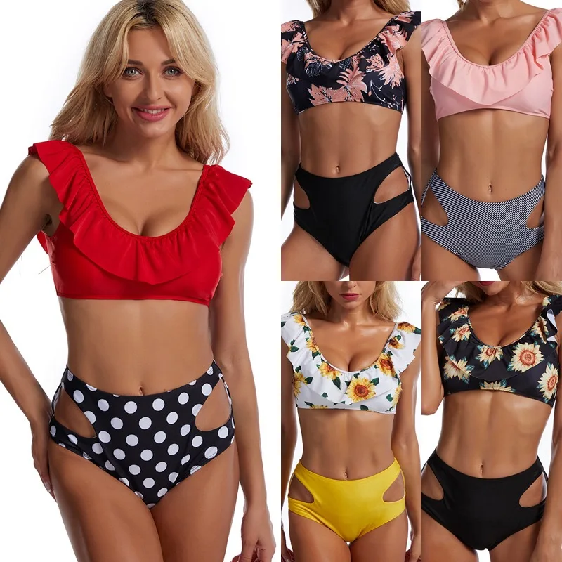 2021 New European and American split high waist triangular hollowed-out flounces wave dot print bikini beach swimsuit
2021 New European and American split high waist triangular hollowed-out flounces wave dot print bikini beach swimsuit