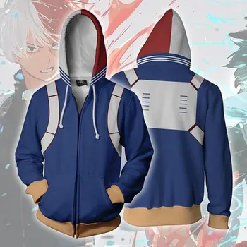 Hero Academia Todoroki Shoto Cosplay Costumes Zipper Hoodies Sweatshirts 3D Printing Unisex Adult man/women Clothing 
Hero Academia Todoroki Shoto Cosplay Costumes Zipper Hoodies Sweatshirts 3D Printing Unisex Adult man/women Clothing