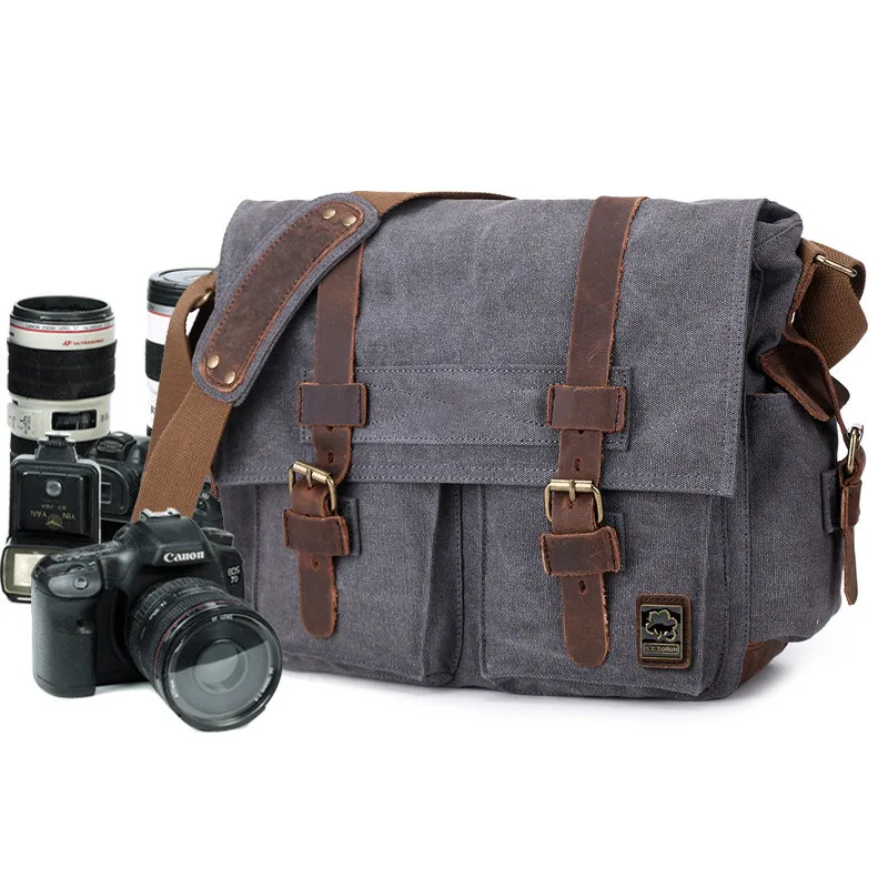 

CamDress Luxury Cowboy Single Shoulder Satchel Waterproof Canvas camera Bags Inner Tank SLR Camera Messenger Bags foto bag