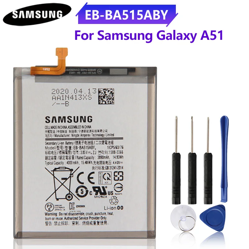 Samsung 100% Original Replacement Phone Battery EB-BA515ABY For Samsung Galaxy A51 4000mAh
Samsung 100% Original Replacement Phone Battery EB-BA515ABY For Samsung Galaxy A51 4000mAh