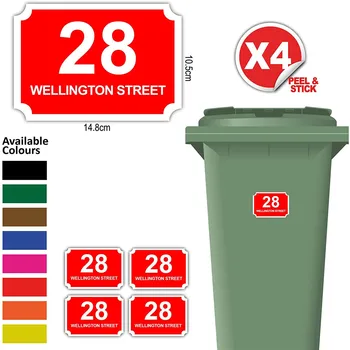 4X Personalised Printed Wheelie Bin Number Stickers House Number And Street Name Classic Style
4X Personalised Printed Wheelie Bin Number Stickers House Number And Street Name Classic Style
