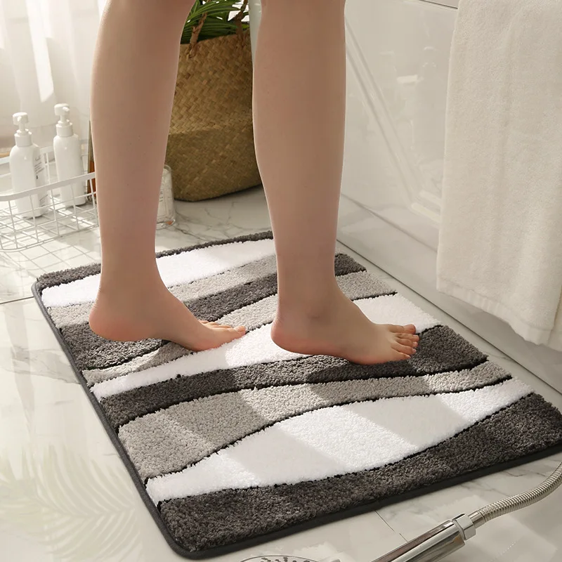 

1 Piece of New Flocking Absorbent Floor Mat, Bathroom Mat, Entrance Door Mat, Bedroom Carpet, Bathroom Non-slip Carpet