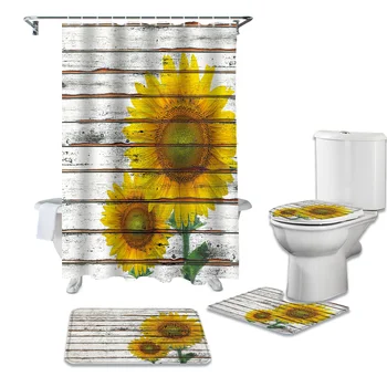 Sunflowers On Wooden Board Shower Curtains Set Bathroom Waterproof Shower Curtain Bathroom Set with Shower Curtain and Rugs
Sunflowers On Wooden Board Shower Curtains Set Bathroom Waterproof Shower Curtain Bathroom Set with Shower Curtain and Rugs