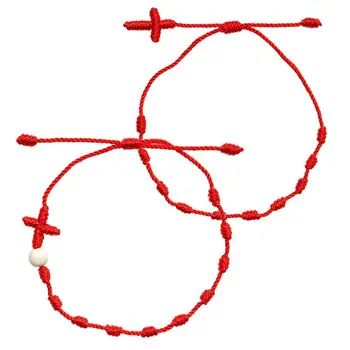 2Pcs Handmade Cross 7 Knots Red String Bracelet Good Luck Amulet for Success and Prosperity Friendship Bracelets Kit
2Pcs Handmade Cross 7 Knots Red String Bracelet Good Luck Amulet for Success and Prosperity Friendship Bracelets Kit