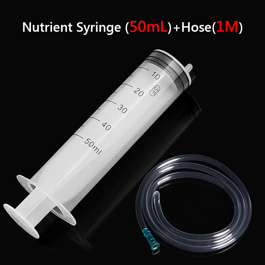 50ml Home Useful Hydroponics Feeding Health Syringe Measuring Set Nutrient Sterile Plastic Reusable With 100cm Clear Tube Kit
50ml Home Useful Hydroponics Feeding Health Syringe Measuring Set Nutrient Sterile Plastic Reusable With 100cm Clear Tube Kit