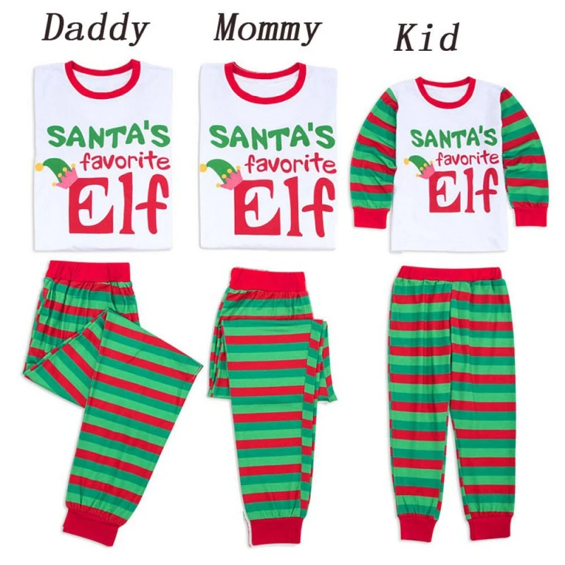 New Popular Christmas Family Clothe Pajamas Set Long-sleeved Round Neck Letter Printing T-shirt + Color Strip Trousers Two-piece
New Popular Christmas Family Clothe Pajamas Set Long-sleeved Round Neck Letter Printing T-shirt + Color Strip Trousers Two-piece
