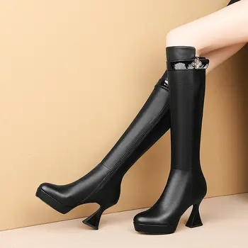 Knee High Boots Woman Antumn Winter Warm Genuine Leather Boots Party Basic Slim Shoes Woman Side Zipper Round Toe Boots
Knee High Boots Woman Antumn Winter Warm Genuine Leather Boots Party Basic Slim Shoes Woman Side Zipper Round Toe Boots