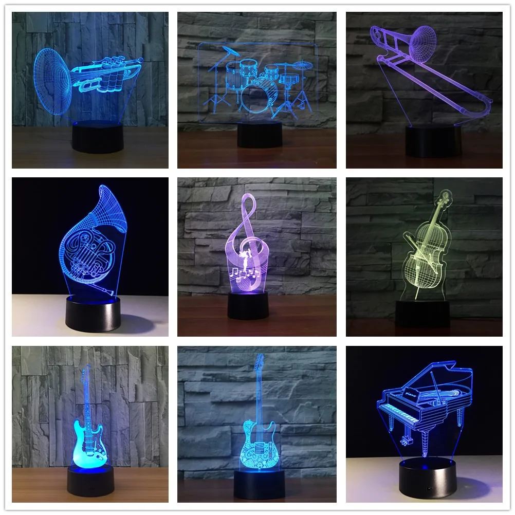 3D Music Musical Instruments 7 Color Led Night Lamps For Kids Touch Led Usb Table Lampara Lampe Baby Sleeping Nightlight
3D Music Musical Instruments 7 Color Led Night Lamps For Kids Touch Led Usb Table Lampara Lampe Baby Sleeping Nightlight