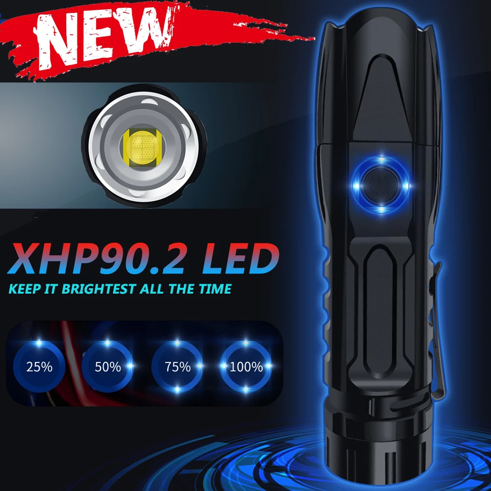 40000lm XHP90.2 LED Flashlight XH50 XLamp Tactical waterproof Torch Smart chip control With bottom attack cone Flash light
40000lm XHP90.2 LED Flashlight XH50 XLamp Tactical waterproof Torch Smart chip control With bottom attack cone Flash light