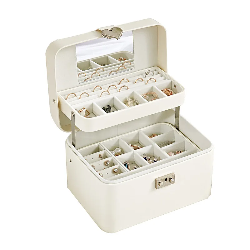Three-layer Jewelry Cassette Mirror High-end Simple Earrings Ring Bracelet Necklace Jewelry Storage Box Gift Dressing Case
Three-layer Jewelry Cassette Mirror High-end Simple Earrings Ring Bracelet Necklace Jewelry Storage Box Gift Dressing Case