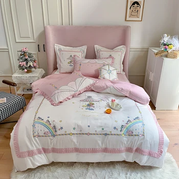 New 4/7pcs 600TC egyptian cotton Bedding sets twin Queen King size cute Embroidery Bed Duvet cover Bed sheets linen set bed set
New 4/7pcs 600TC egyptian cotton Bedding sets twin Queen King size cute Embroidery Bed Duvet cover Bed sheets linen set bed set