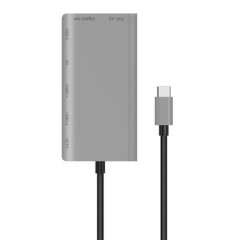 Tebe Hub Type C with USB to Dual 4K USB3.0 USB2.0 PD Charging VGA RJ45 3.5mm Audio Jack with TF / SD Card Slot USB HUB Adap
Tebe Hub Type C with USB to Dual 4K USB3.0 USB2.0 PD Charging VGA RJ45 3.5mm Audio Jack with TF / SD Card Slot USB HUB Adap