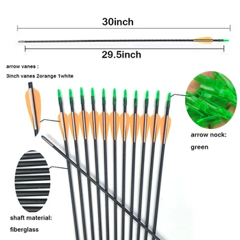 Fiberglass Hunting Arrows 6/12/24pcs 30inch Archery ID 4mm For Compound Bow Recurve Bow longbow Arrow Sport hunting
Fiberglass Hunting Arrows 6/12/24pcs 30inch Archery ID 4mm For Compound Bow Recurve Bow longbow Arrow Sport hunting