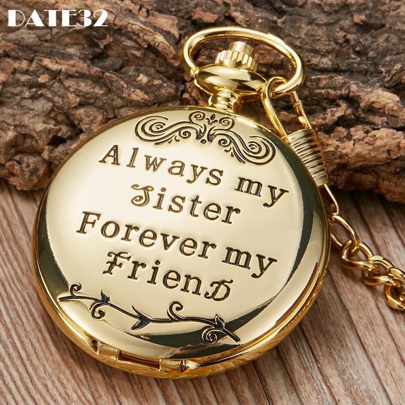 Золотистые кварцевые карманные часы с подвеской «Я люблю тебя» 
Золотистые кварцевые карманные часы с подвеской «Я люблю тебя»