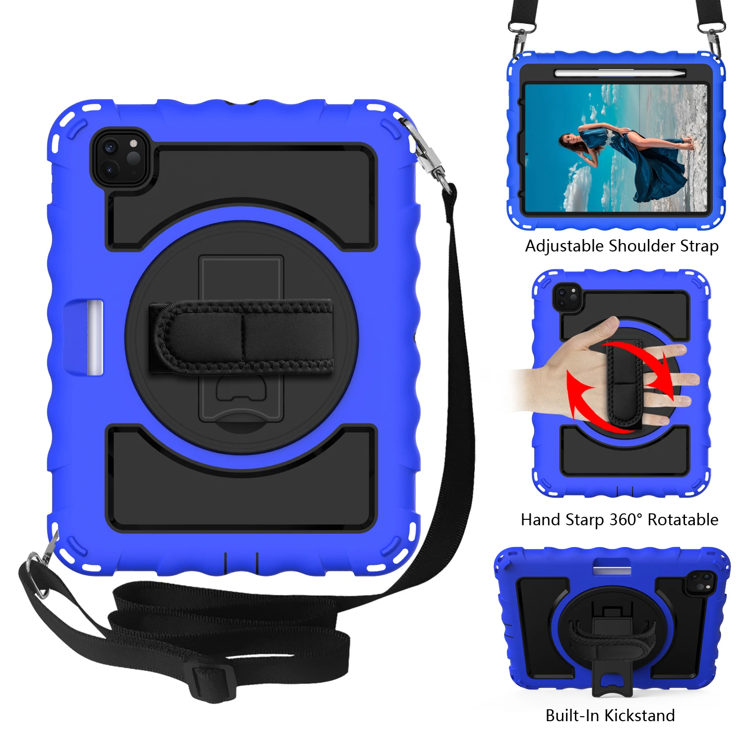 For iPad Pro 11 Case 2020/2018 Heavy Duty Shockproof Case 360 Rotatable Kickstand & Hand Strap Pen Holder for 2nd Generatio Case
For iPad Pro 11 Case 2020/2018 Heavy Duty Shockproof Case 360 Rotatable Kickstand & Hand Strap Pen Holder for 2nd Generatio Case