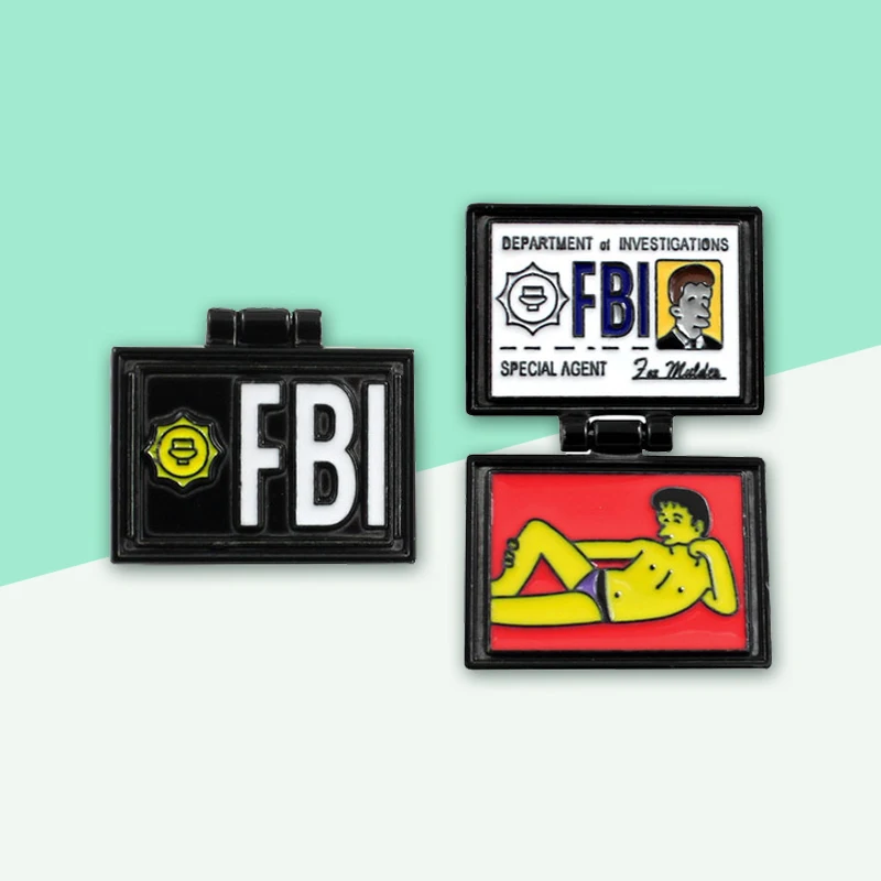 FBI Brooch Enamel Foldable Flipping Pin Simpsons Secret Service Certificate X-Files Fox Mulder Punk Badge Gifts For Friends
FBI Brooch Enamel Foldable Flipping Pin Simpsons Secret Service Certificate X-Files Fox Mulder Punk Badge Gifts For Friends