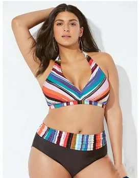 Plus Size Bikinis Women Halter Push Up Bikini Set Color Stripe Swimsuit Women High Waist Swimwear Retro Two Piece Bathing Suit
Plus Size Bikinis Women Halter Push Up Bikini Set Color Stripe Swimsuit Women High Waist Swimwear Retro Two Piece Bathing Suit