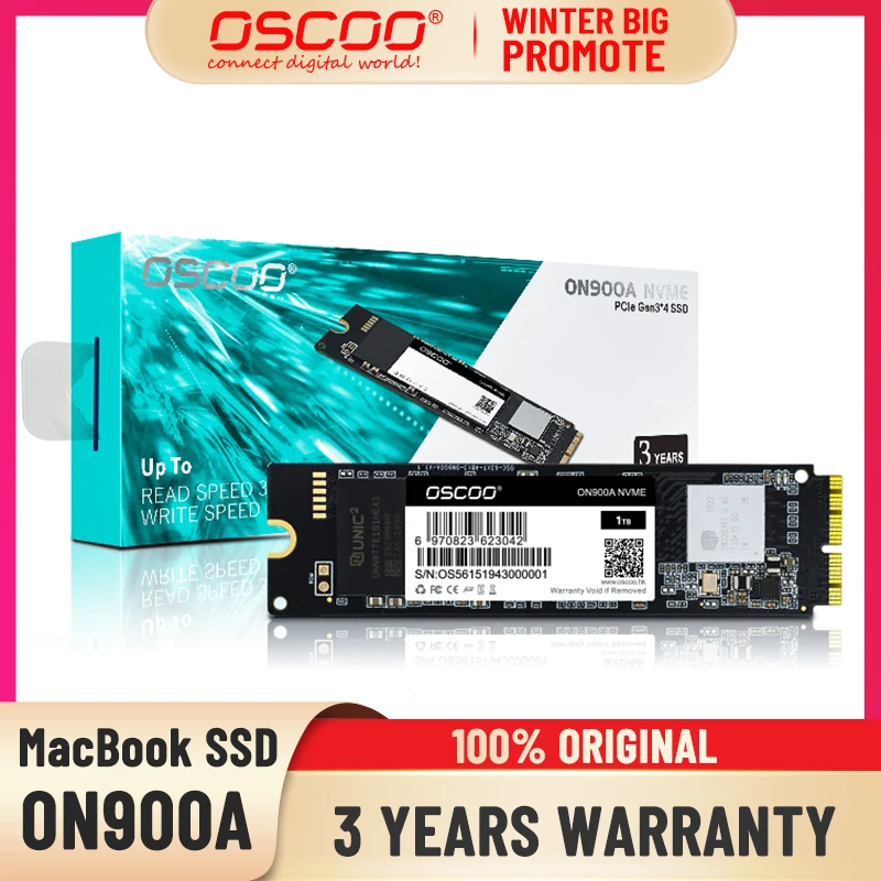 Жесткий диск OSCOO NVMe PCIe M.2 SSD для Apple Macbook Air A1369 A1465 A1466 Pro Retina A1398 A1502 iMac A1418 A1419 2013-2017 |