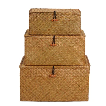 3pcs Seagrass Storage Baskets Woven Wicker Storage Bins Organizer Multipurpose Container With Lid For Shelf Makeup
3pcs Seagrass Storage Baskets Woven Wicker Storage Bins Organizer Multipurpose Container With Lid For Shelf Makeup