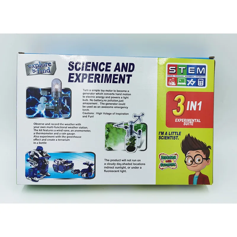 DIY Toy Three-in-One Science Set Hand-cranking Flashlight Weather Station Solar Robot Science Experiment Educational
DIY Toy Three-in-One Science Set Hand-cranking Flashlight Weather Station Solar Robot Science Experiment Educational