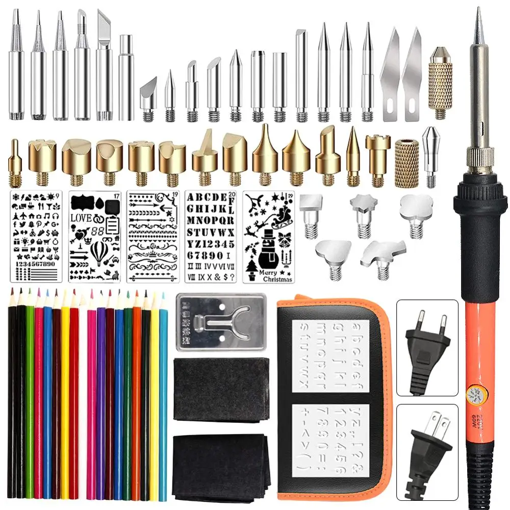 71 sets Carving Pyrography Pen Kit 60W Adjustable Temperature Rubber Handle Soldering Iron Welding Wood Embossing Burning Set
71 sets Carving Pyrography Pen Kit 60W Adjustable Temperature Rubber Handle Soldering Iron Welding Wood Embossing Burning Set