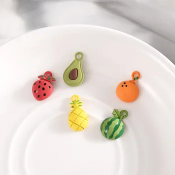 

Fruit style 50pcs/lot Spray paint cartoon Watermelon strawberry pineapple shape floating locket charms diy jewelry accessory