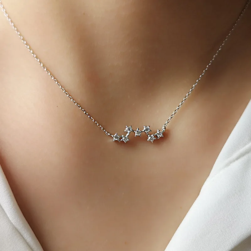 925 Silver Japanese-style-Style Simple Diamond Set Star Necklace Sweet Elegant Big Dipper Pendant Zircon Choker Women's
925 Silver Japanese-style-Style Simple Diamond Set Star Necklace Sweet Elegant Big Dipper Pendant Zircon Choker Women's