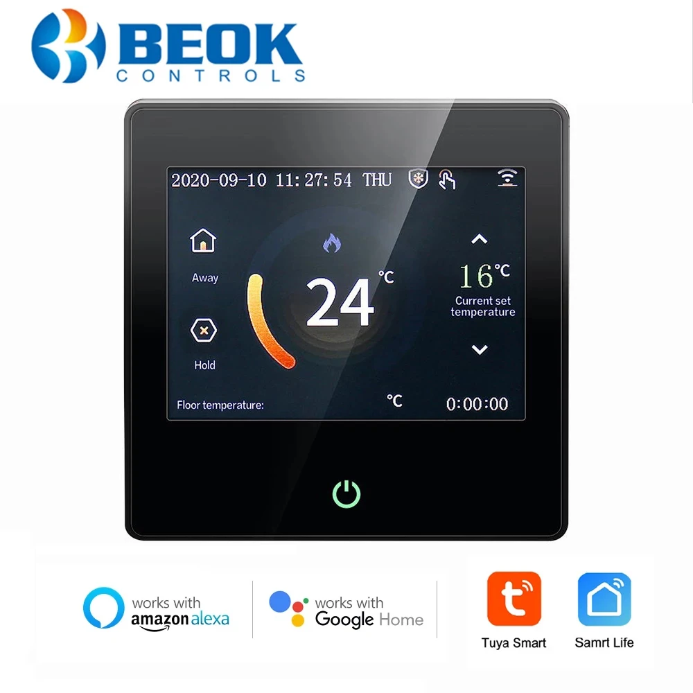 Beok Tuya WiFi Thermostat Smart Room Temperature Controller with Celsius/Fahrenheit LED Touch Screen Work with Alexa Google Home
Beok Tuya WiFi Thermostat Smart Room Temperature Controller with Celsius/Fahrenheit LED Touch Screen Work with Alexa Google Home