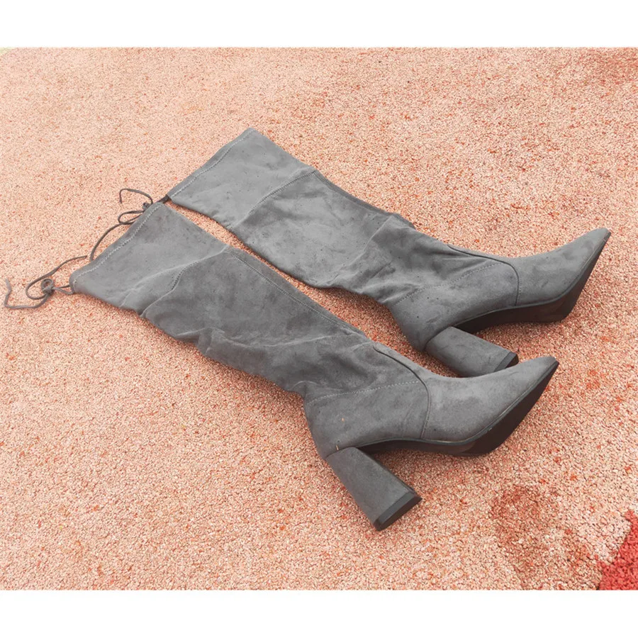 women knee high thick heel womens shoes Overknee Square Woman Flat Bottom Elastic Long boots 
women knee high thick heel womens shoes Overknee Square Woman Flat Bottom Elastic Long boots