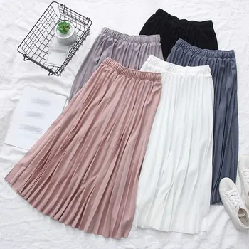 2020 Spring Summer Women High Waist Skirt Solid Color Pleated Skirt Women Causal Midi Skirts
2020 Spring Summer Women High Waist Skirt Solid Color Pleated Skirt Women Causal Midi Skirts