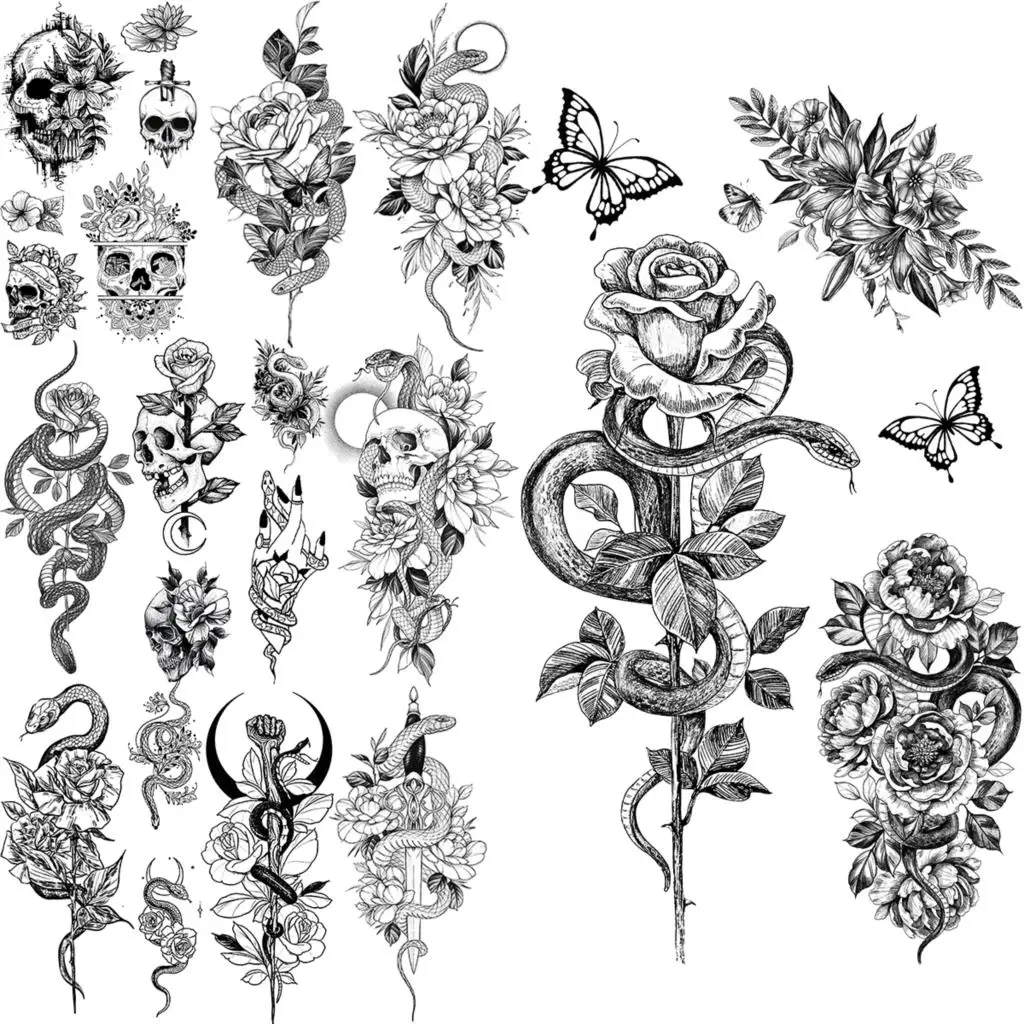 Pencil Sketch Snake Flower Ball Temporary Tattoos For Women Girls Skull Dagger Butterfly Fake Tattoo Sticker Body Tatoos Hand
Pencil Sketch Snake Flower Ball Temporary Tattoos For Women Girls Skull Dagger Butterfly Fake Tattoo Sticker Body Tatoos Hand