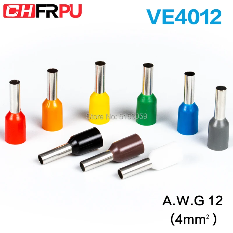 100pcs E4012 Insulated Ferrules Terminal Block Cord End Wire Connector Electrical Crimp Terminator Wire For 4mm2, 12 AWG
100pcs E4012 Insulated Ferrules Terminal Block Cord End Wire Connector Electrical Crimp Terminator Wire For 4mm2, 12 AWG