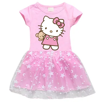 

Hello Kitty Toddler Kids Baby Girls Princess Dress Summer Cotton Lace Tutu Party Birthday Dress Children Costume Clothes