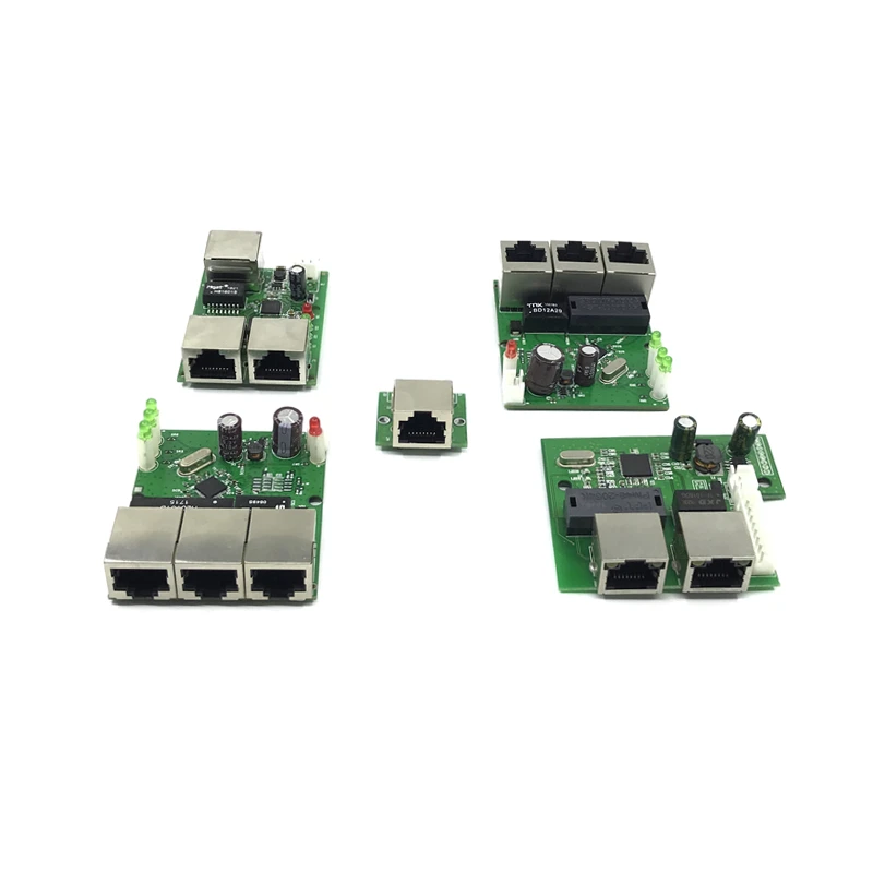 

OEM factory direct mini fast 10 / 100mbps 3-port Ethernet network lan hub switch board two-layer pcb 2 rj45 1 * 8pin head port