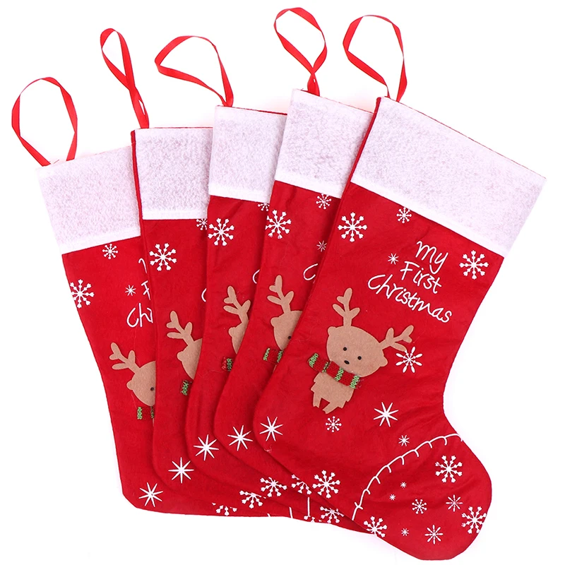 large christmas stockings gifts cloth santa elk socks xmas
