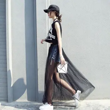 Sexy High Waist Skirts Female Skirts Fashion Black Color See-through Mesh Skirts
Sexy High Waist Skirts Female Skirts Fashion Black Color See-through Mesh Skirts