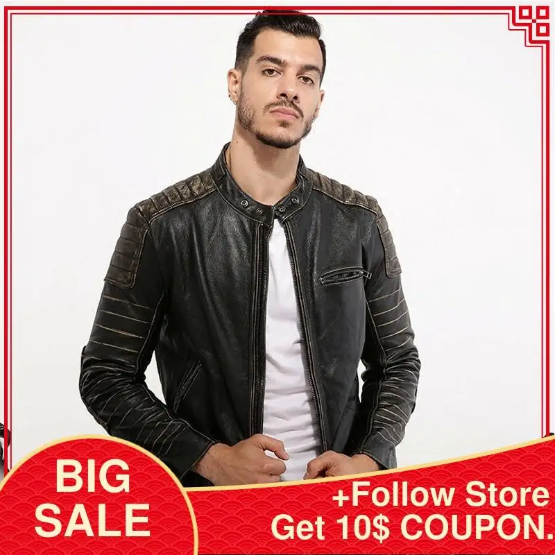 2020 Vintage Black Motorcycle Style Leather Jacket Men Plus Size XXXXXL Genuine Cowhide Autumn Slim Fit Biker's Leather Coat
2020 Vintage Black Motorcycle Style Leather Jacket Men Plus Size XXXXXL Genuine Cowhide Autumn Slim Fit Biker's Leather Coat