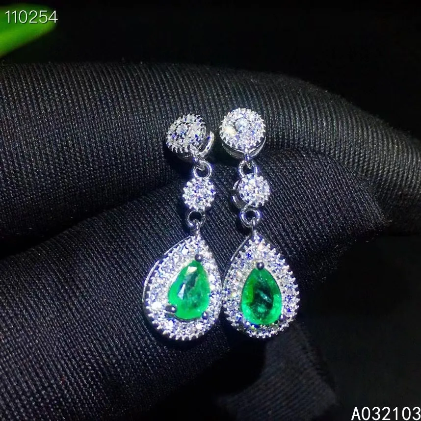 

KJJEAXCMY 925 sterling silver inlaid natural emerald Women's luxurious and elegant Chinese style drop gem Earrings support check