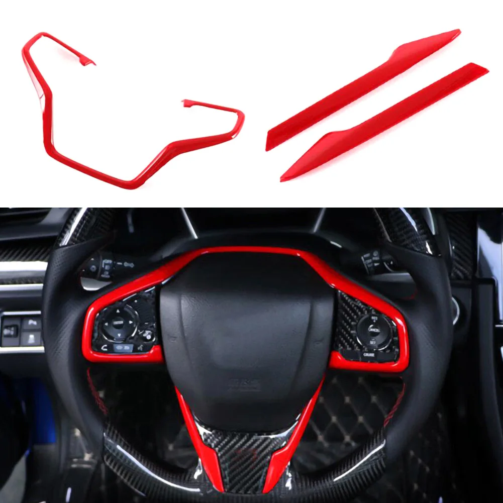 3Pcs Car Steering Wheel Decoration Cover Red ABS Inner Steering Wheel Frame Cover Trim For Honda Civic 10th 2016 2017 2018
3Pcs Car Steering Wheel Decoration Cover Red ABS Inner Steering Wheel Frame Cover Trim For Honda Civic 10th 2016 2017 2018