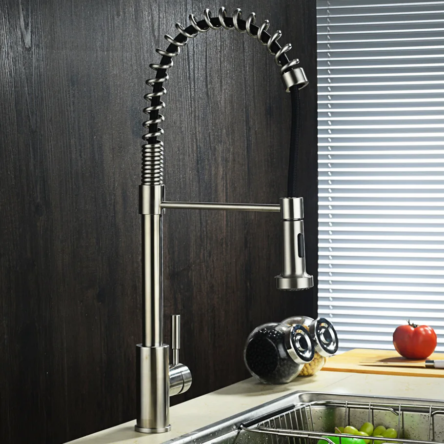 Brushed Stainless Steel Kitchen Faucet Spring Pull-out Hot And Cold Faucet Multi-functional Nozzle Set CB1005
Brushed Stainless Steel Kitchen Faucet Spring Pull-out Hot And Cold Faucet Multi-functional Nozzle Set CB1005