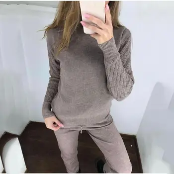 Sports Knitted Tracksuit Women Solid 2 Piece Set Turtleneck Pullover Sweatshirts Knitted Pants Jumper Suit Clothing Set
Sports Knitted Tracksuit Women Solid 2 Piece Set Turtleneck Pullover Sweatshirts Knitted Pants Jumper Suit Clothing Set