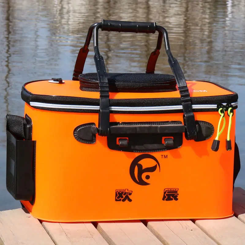 A Pieces of Hair Leakage Thick Fish Basket Barrel Bucket Folding Fishing Bucket huo yu tong Fishing Box-Fish Box Fishing